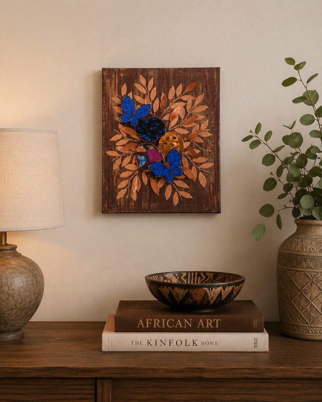 Wall art piece 11, mixed media on reclaimed material