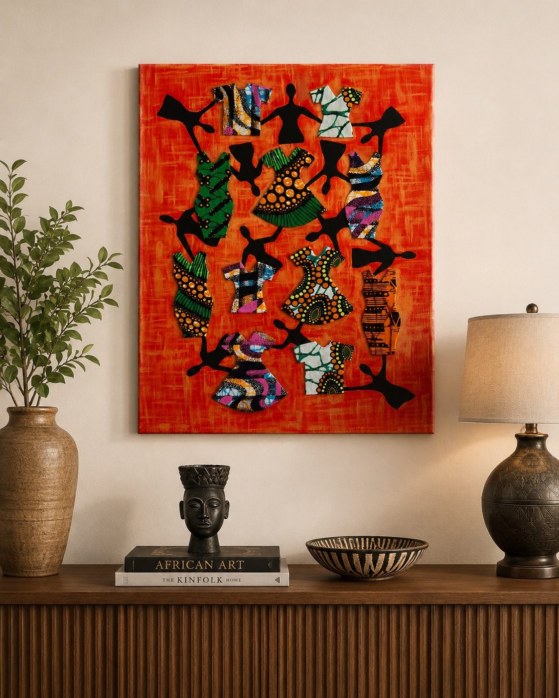 Wall art piece from reclaimed textiles